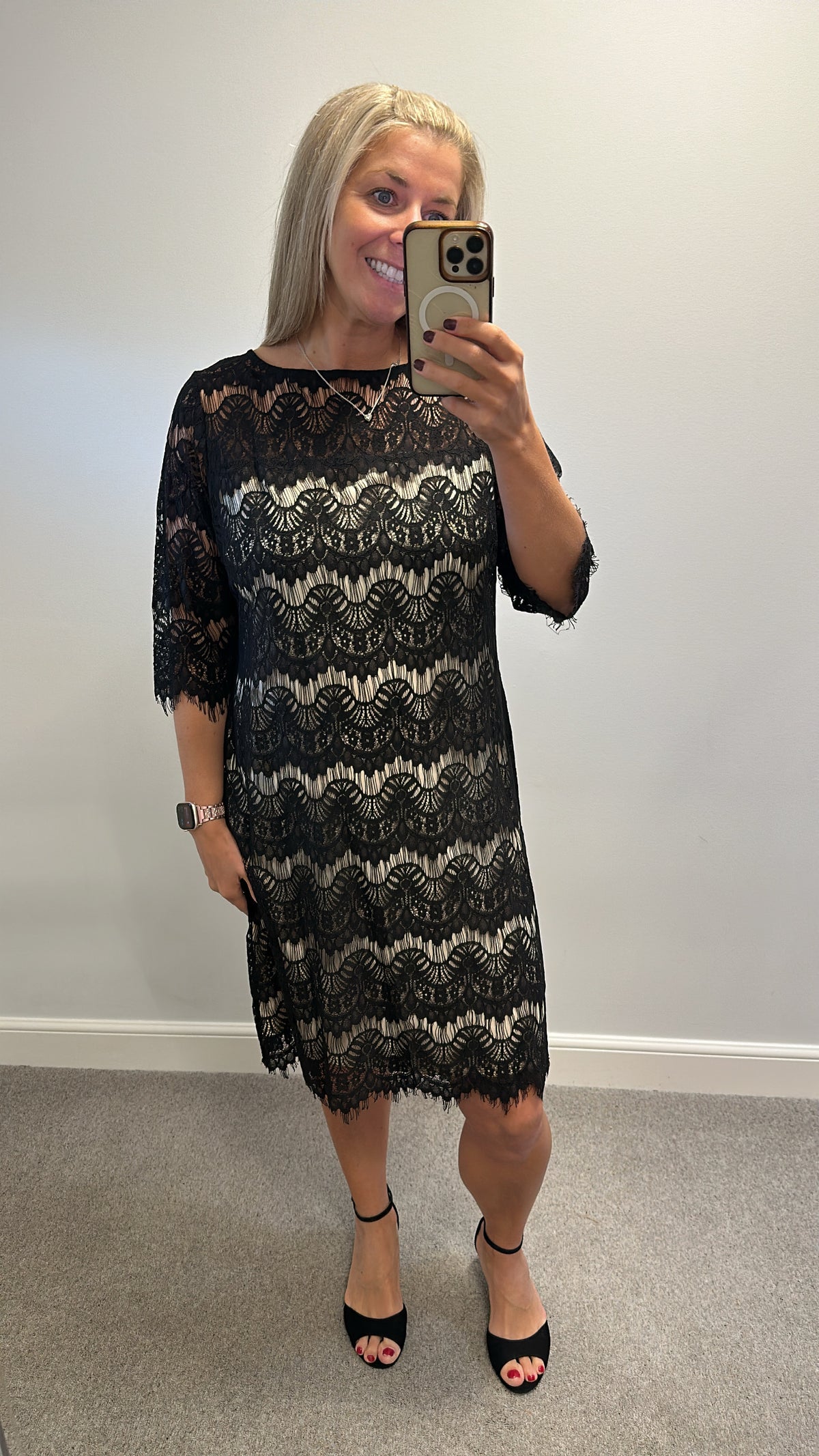 Wallis black / nude lace dress size 18 petite