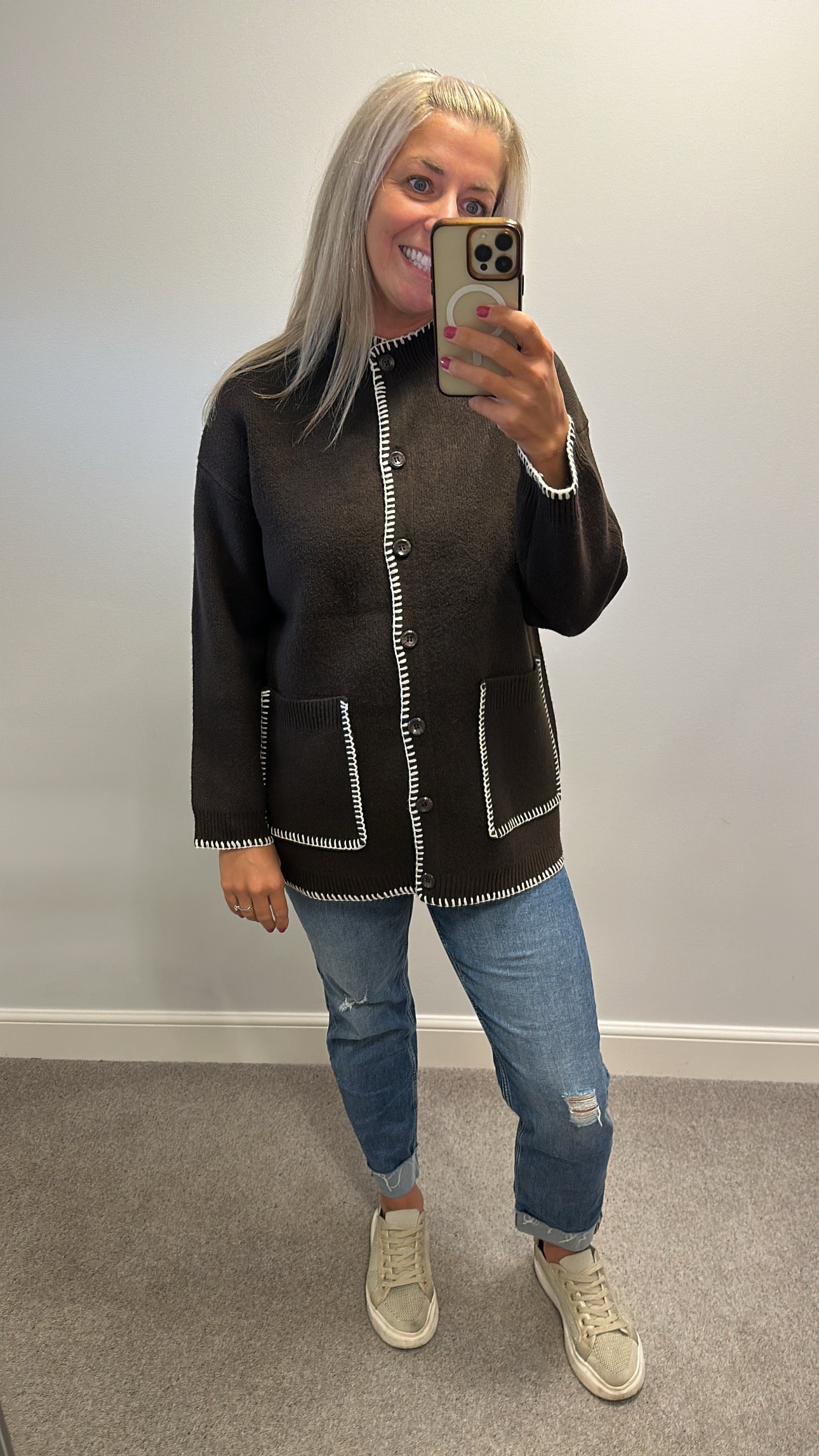 Brown knit cosy cardigan would fit upto size 16
