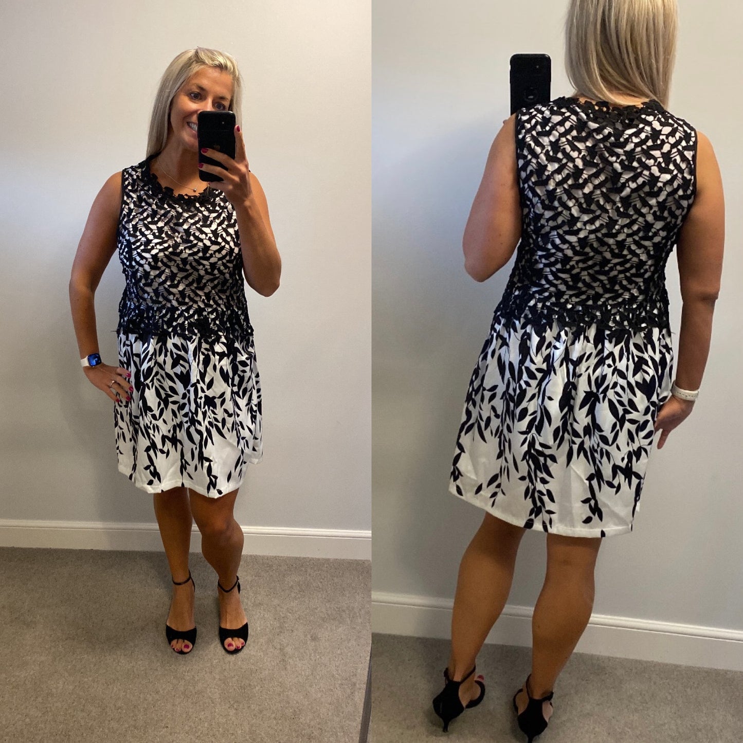 White and black lace dress brand new with tags size XL fitting upto size 14