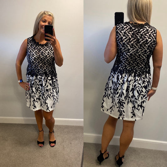 White and black lace dress brand new with tags size XL fitting upto size 14