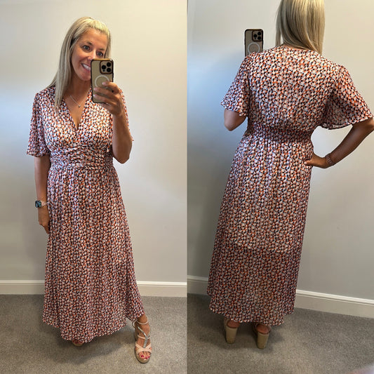 Stella Morgan orange print maxi dress size 10