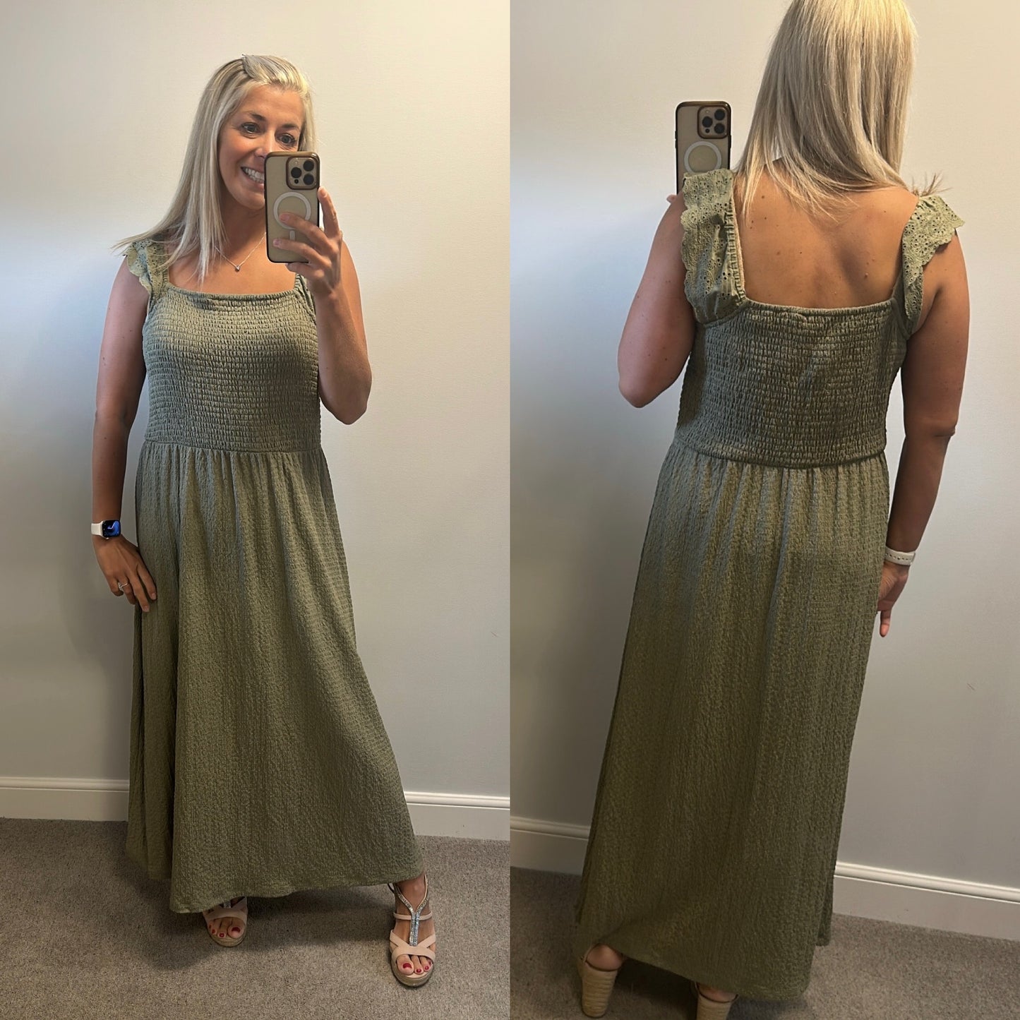 M&S collection khaki green dress size 14