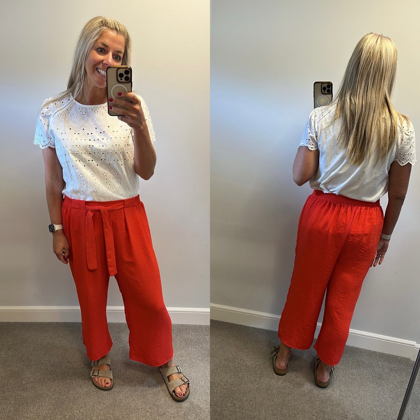 M&Co orange lightweight crop trousers size 16