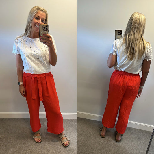 M&Co orange lightweight crop trousers size 16