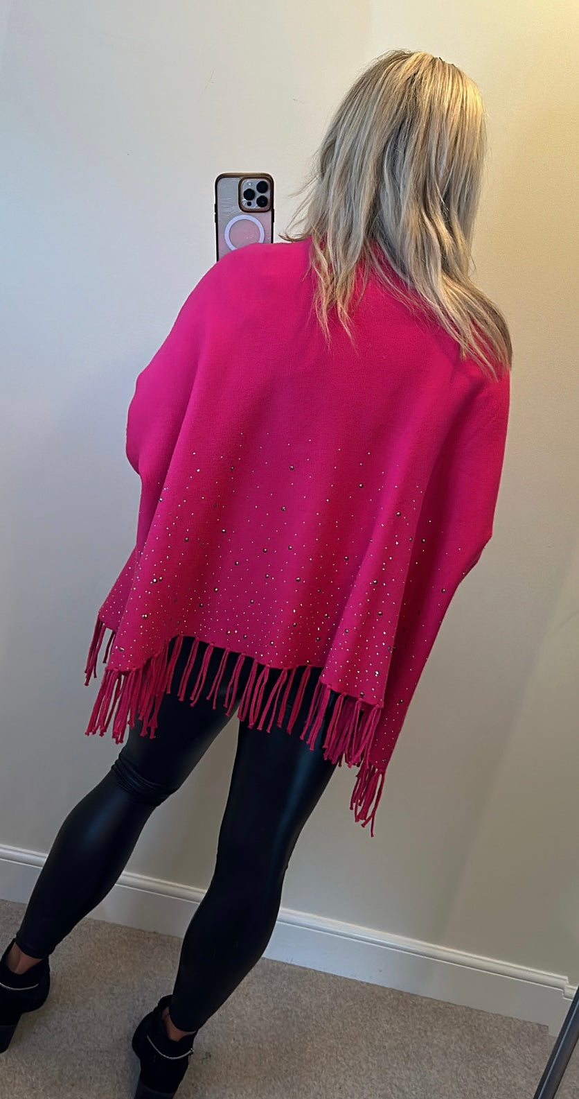 Pink embellished poncho / jumper one size