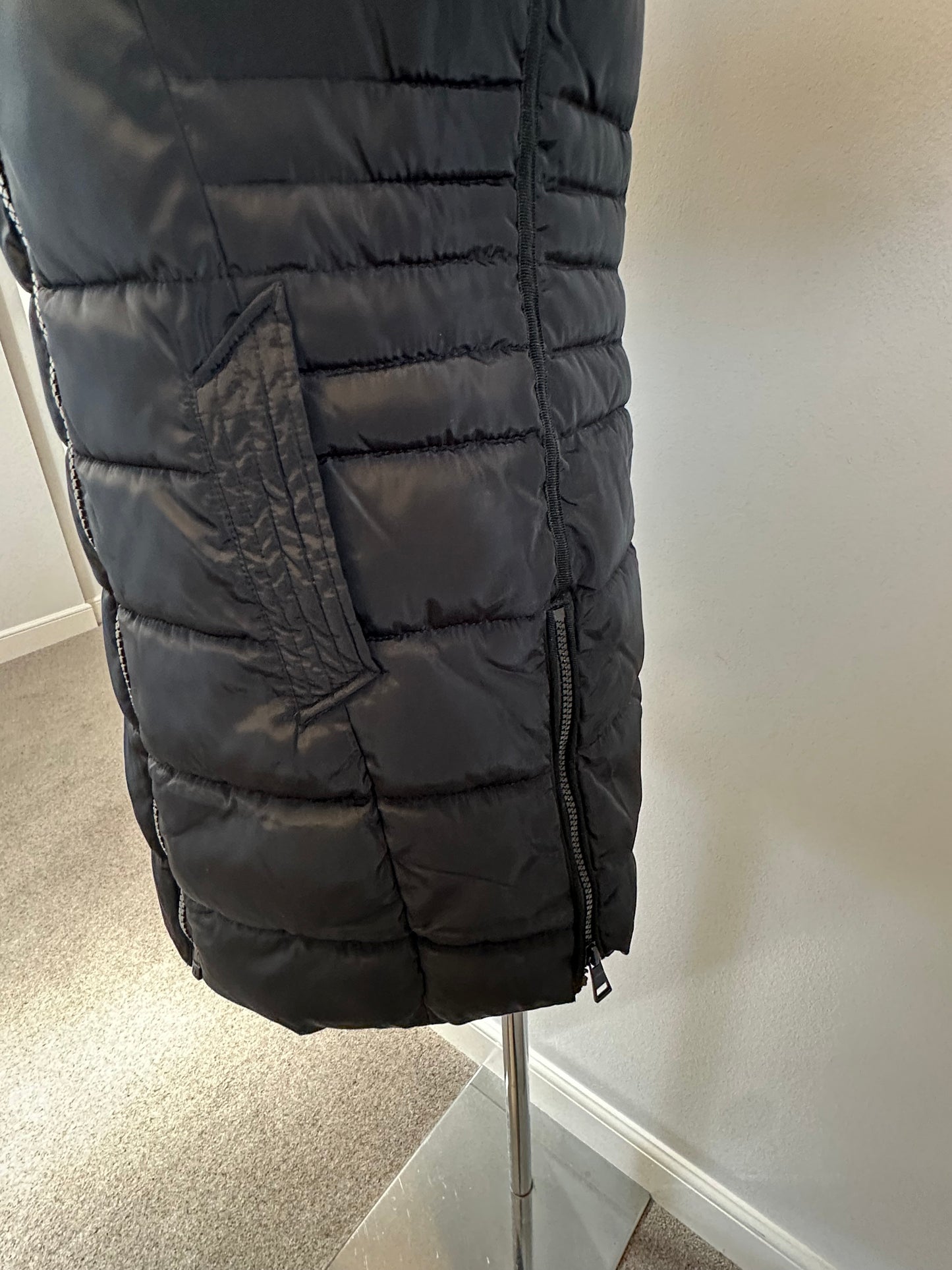 Next black puffer jacket size 8 with pack away hood