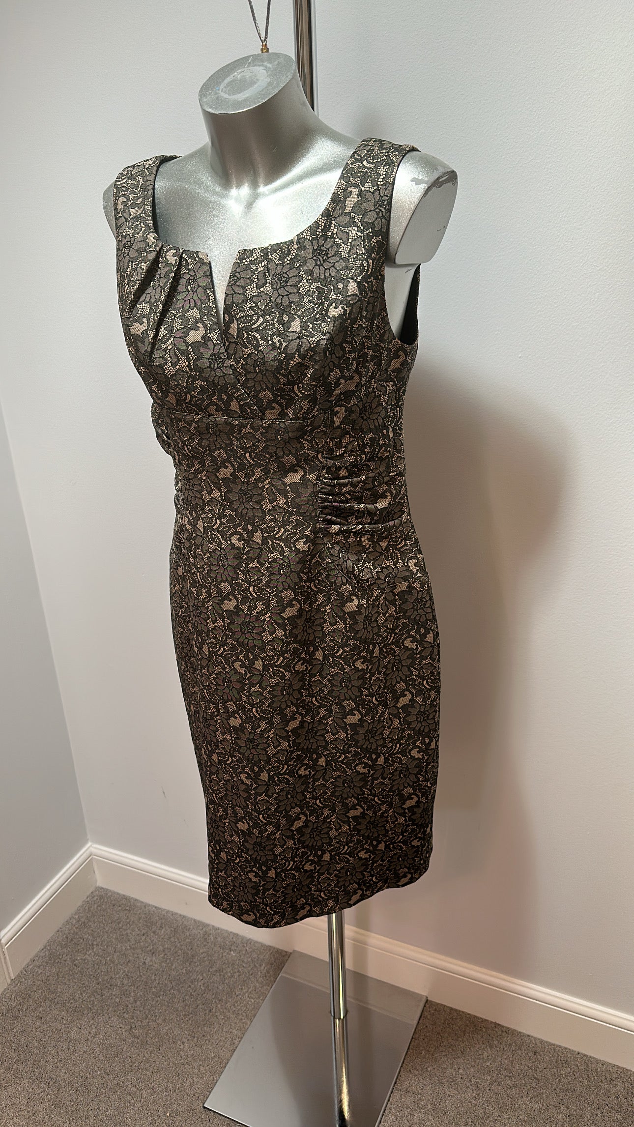 Adrianna Pappel black and beige floral print dress size 12
