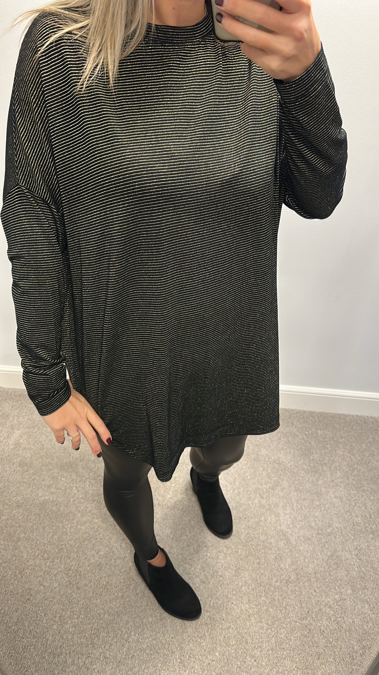 And / or Black and gold shimmer jumper onesize fitting upto size 18