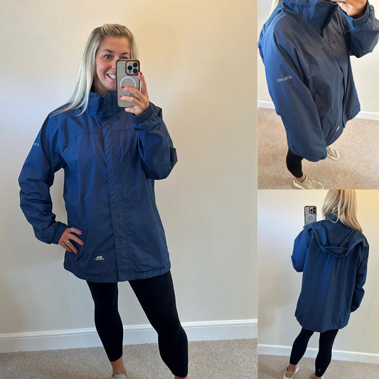 Trespass waterproof navy rain jacket fit upto size 20