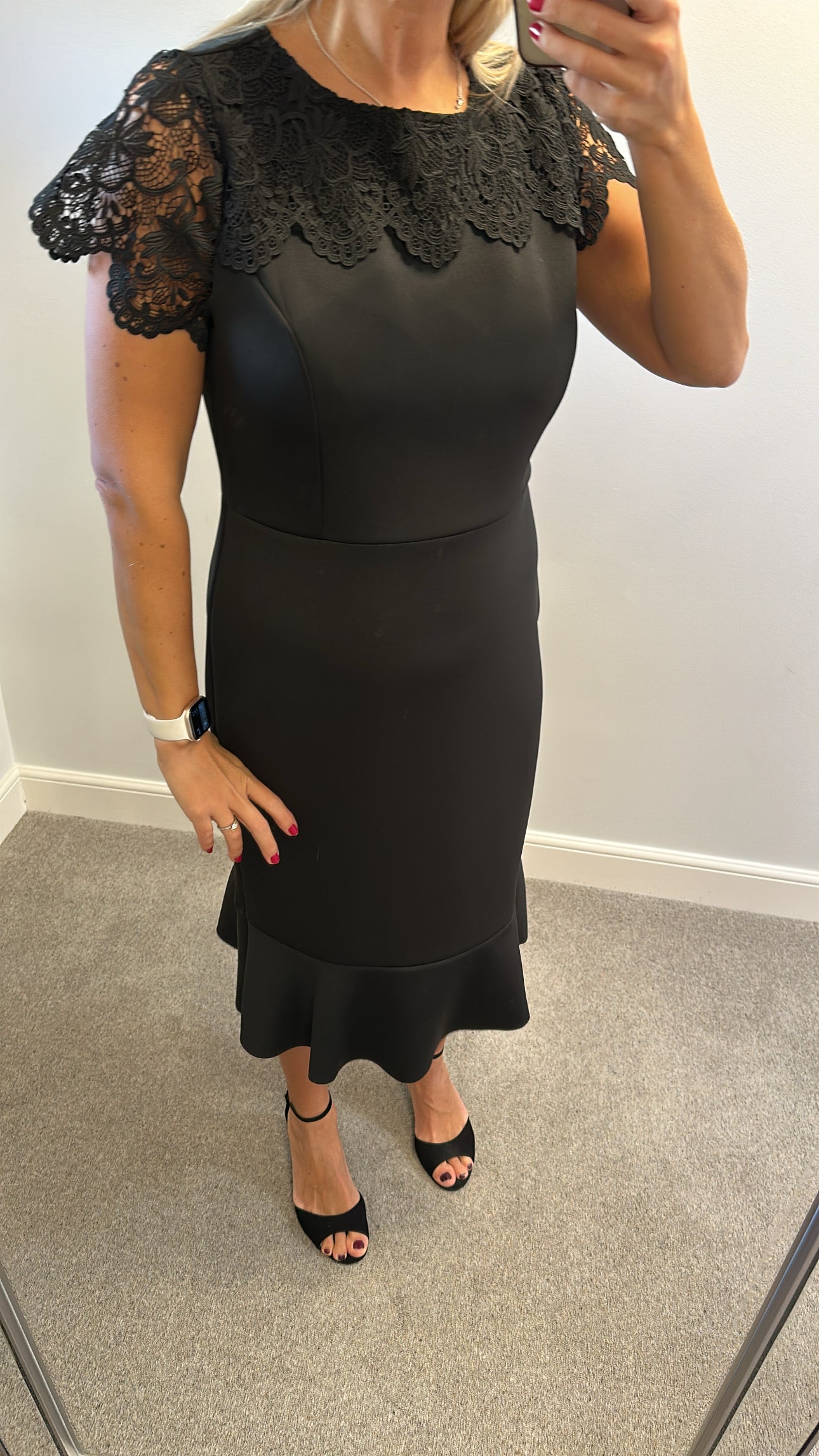 Anthology black dress with lace collar size 16