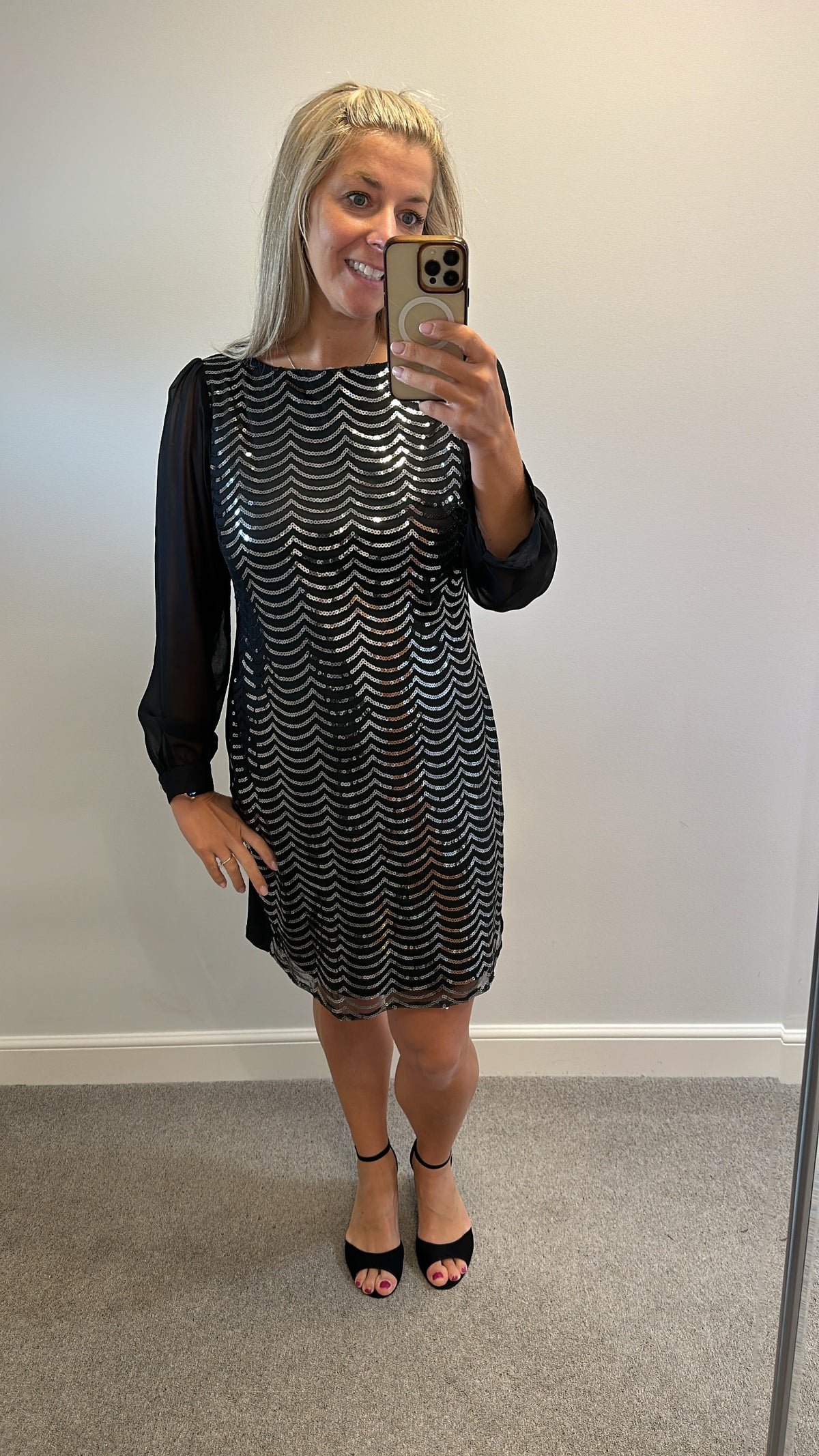 Billie & blossom black sequin dress size 14