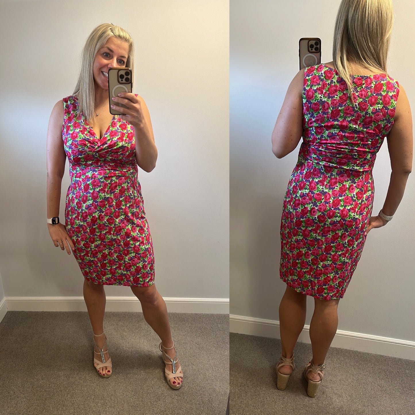 Phase eight pink floral dress size 14