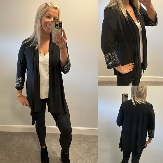Attitudes by Renee black studded top one size fitting upto size 20+