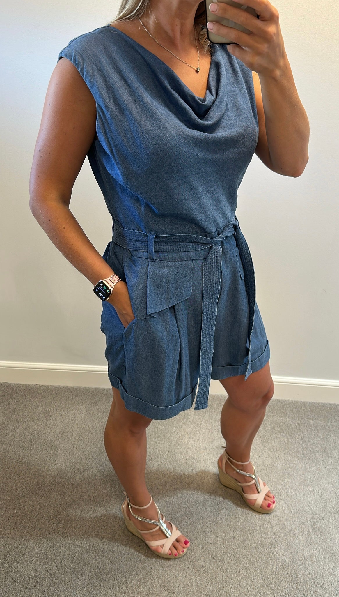 Karen Millen denim playsuit small size 16