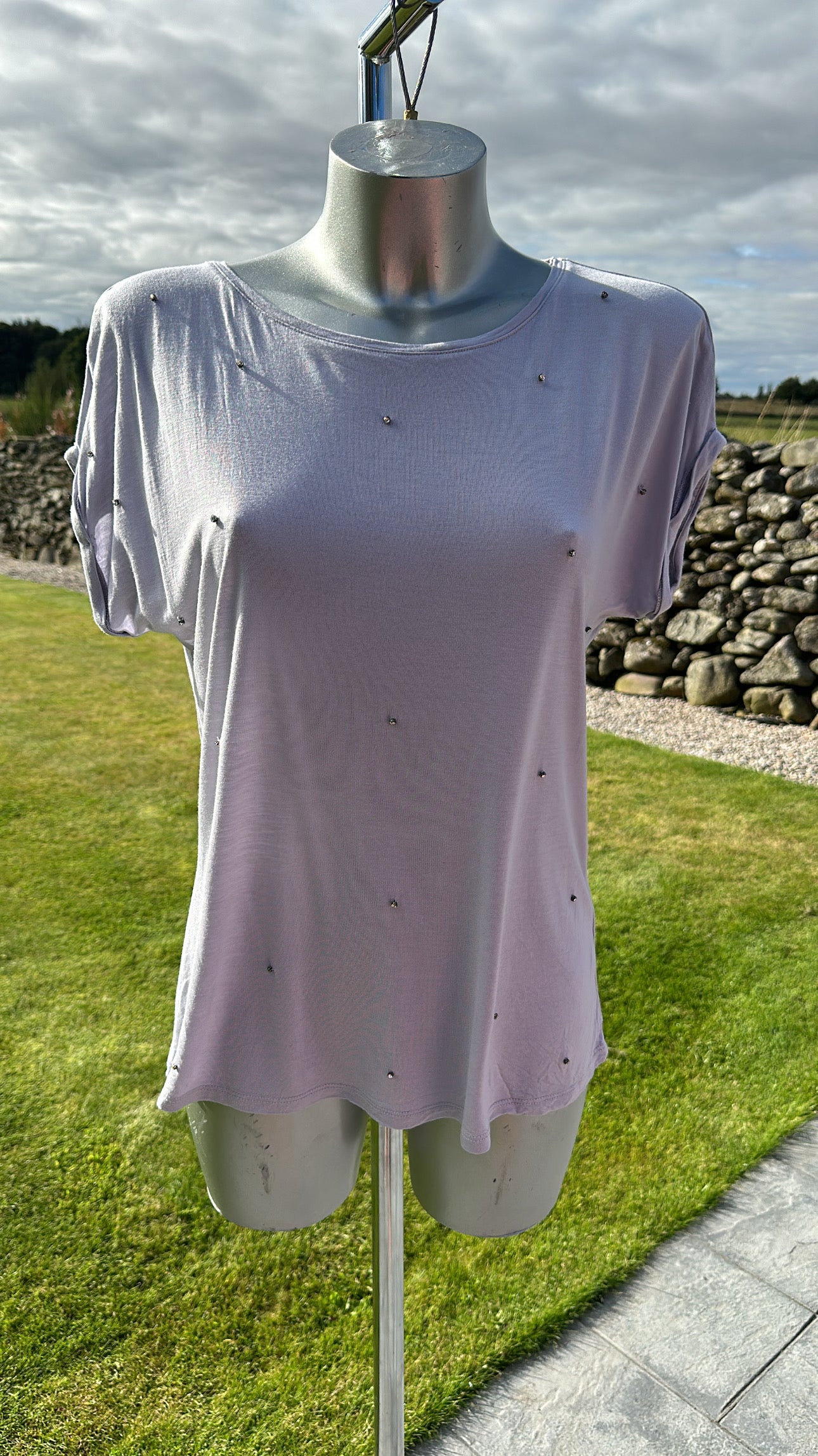 Oasis light grey gem stone tshirt size S would fit upto size 12