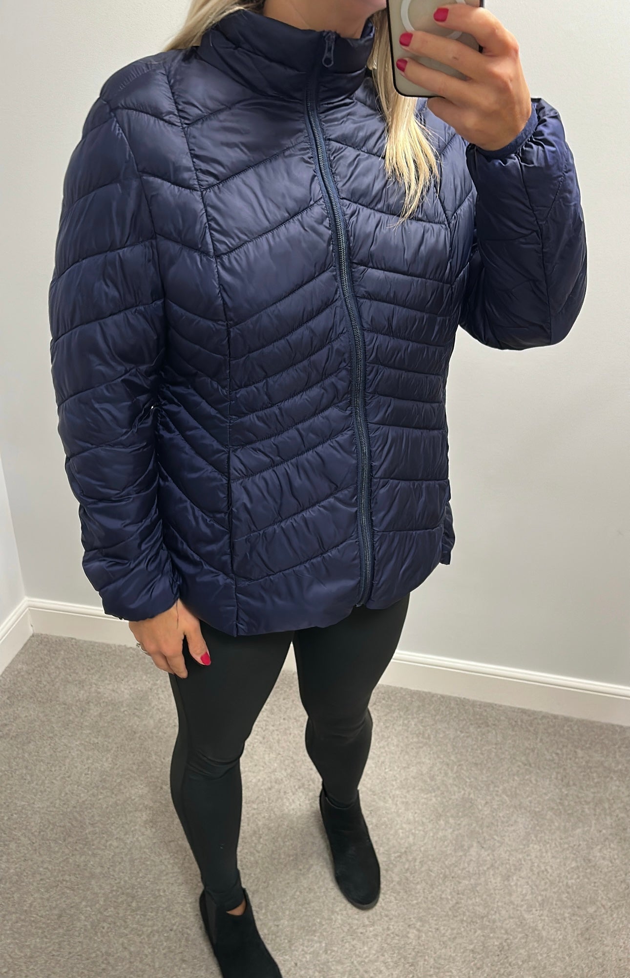 George navy padded jacket size L would fit upto size 16