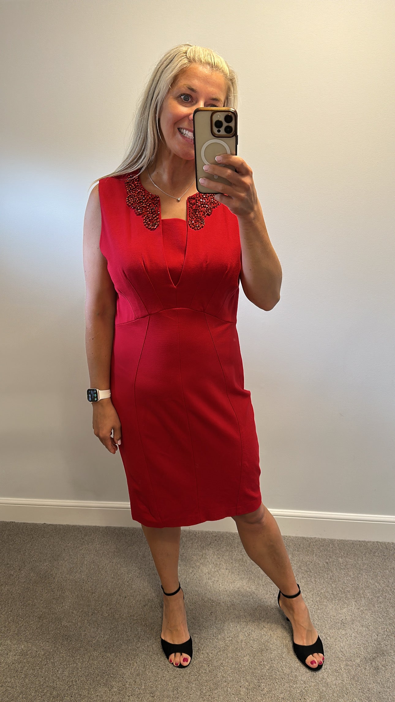 Ted Baker red embellished dress size 16