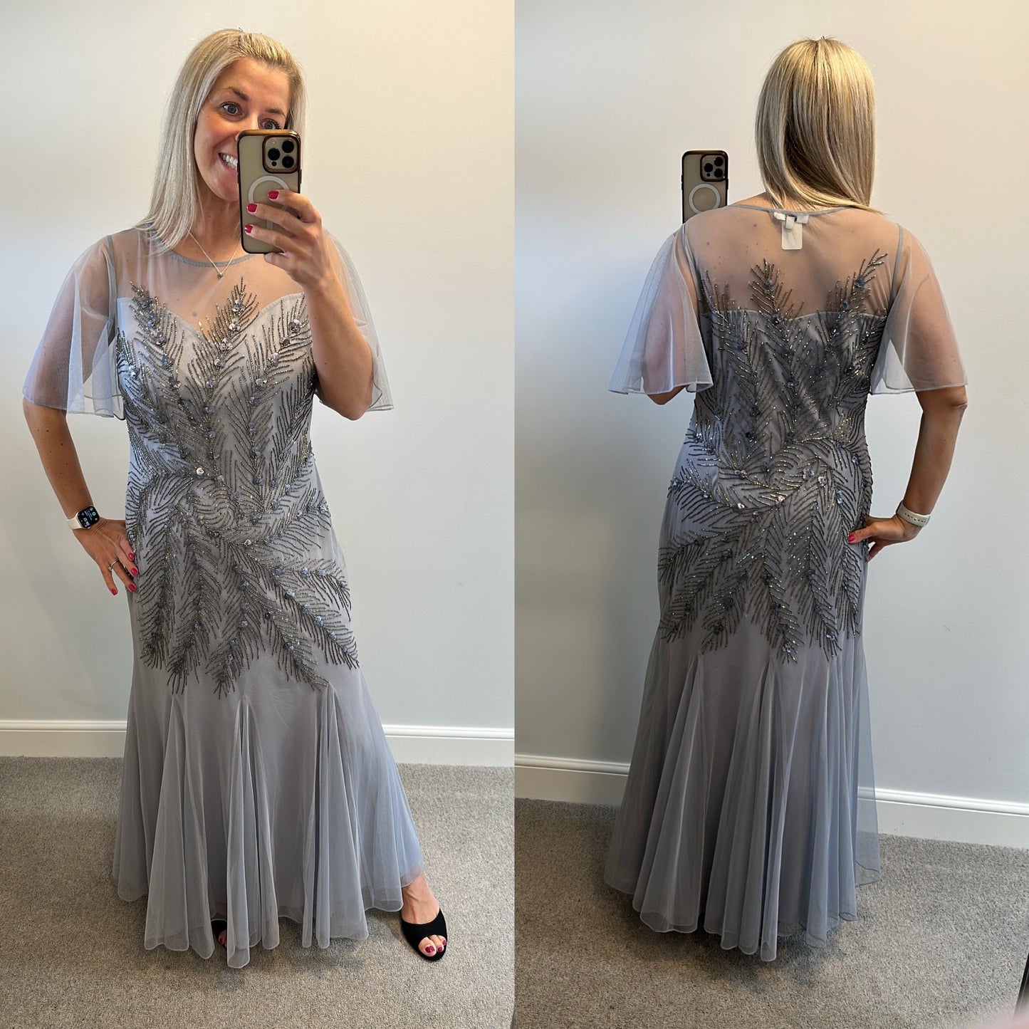 Joanna Hope grey embellished dress size 16