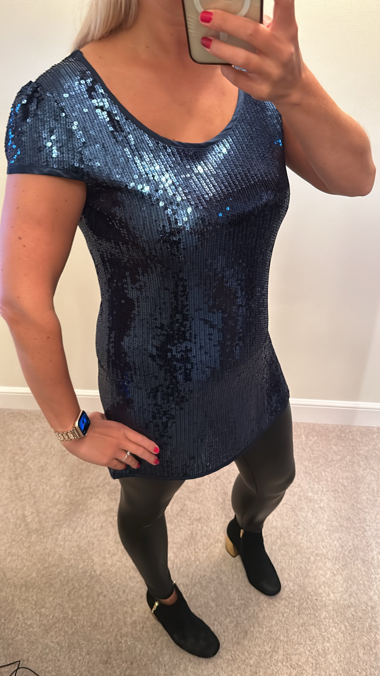 Next navy sequin top / mini dress size 16