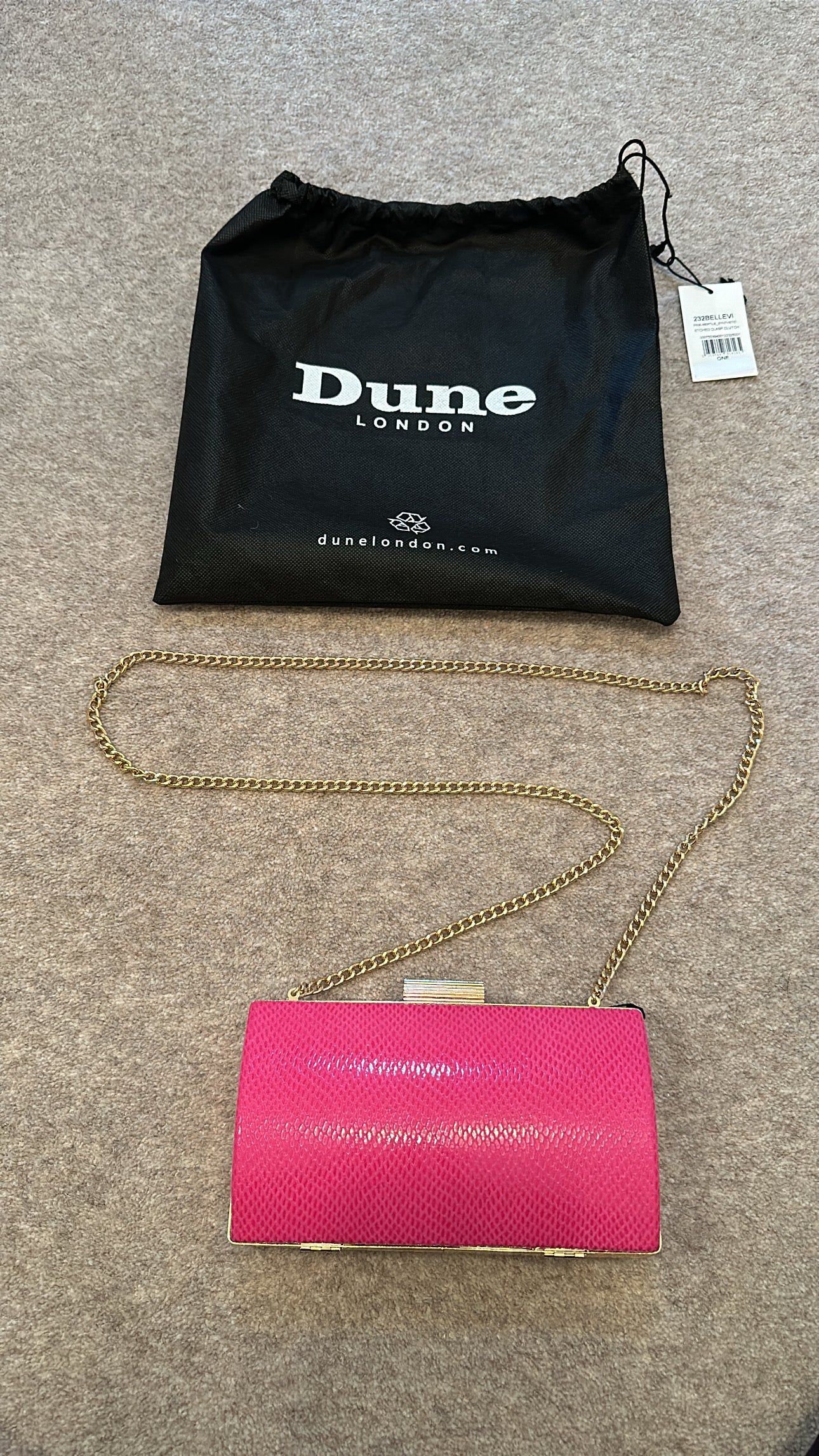 Dune pink reptile synthetic clasp clutch