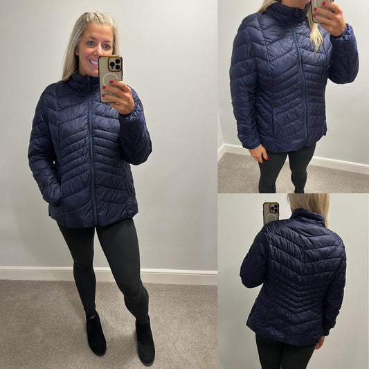 George navy padded jacket size L would fit upto size 16