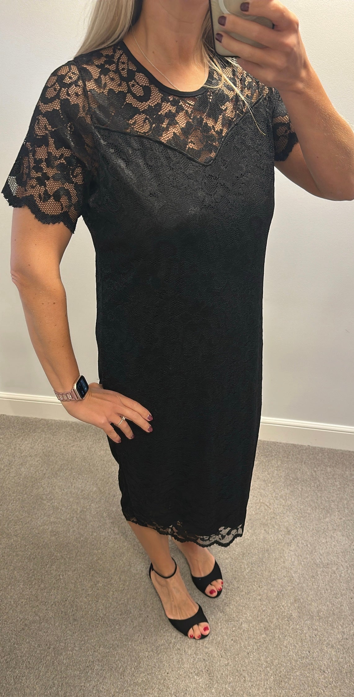 Nouvelle collection black lace midi dress size 18