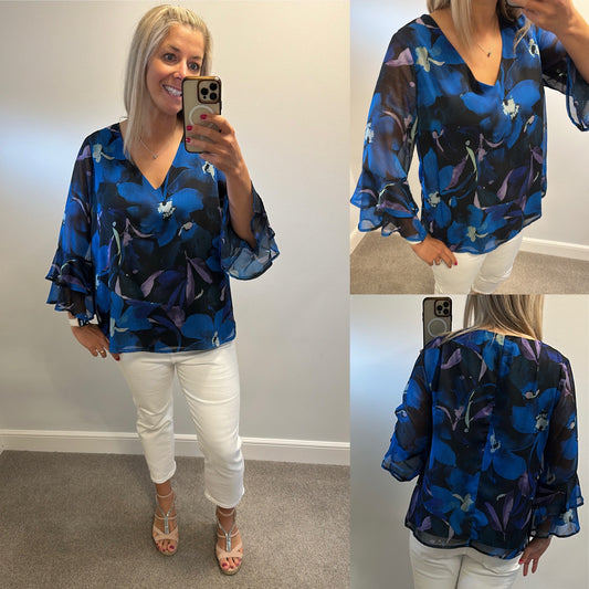 Wallis blue floral top size 18