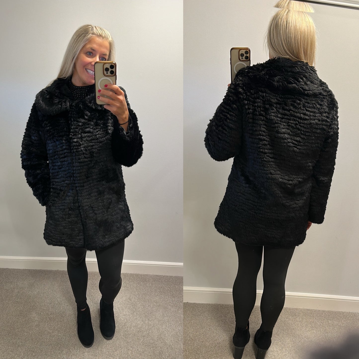 Kaliko Black faux fur jacket size 12