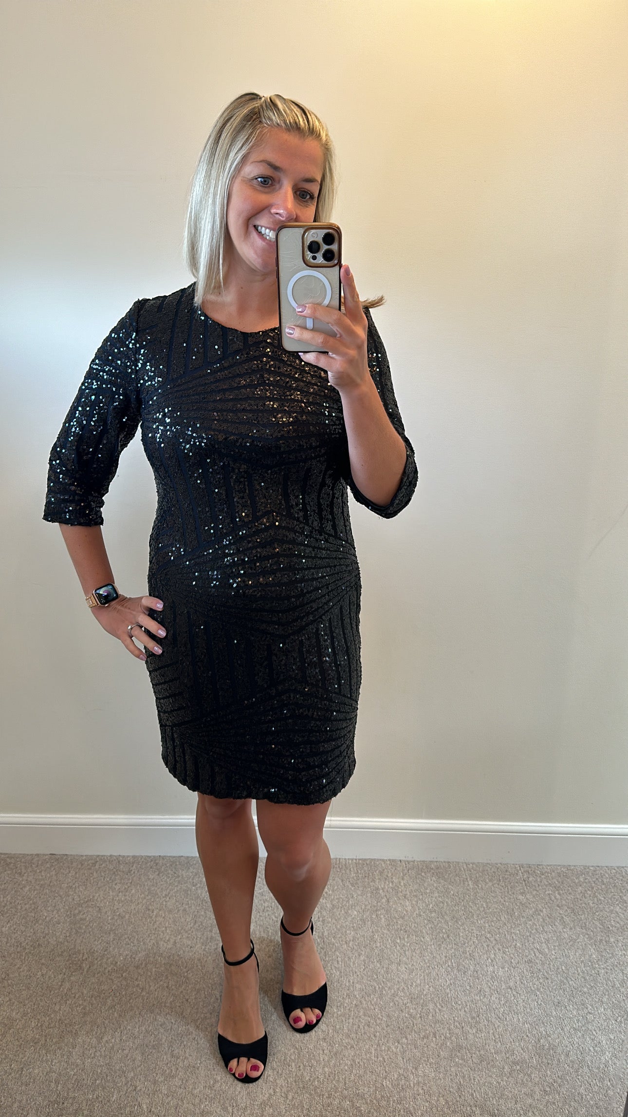 Boohoo black sequin dress size 16