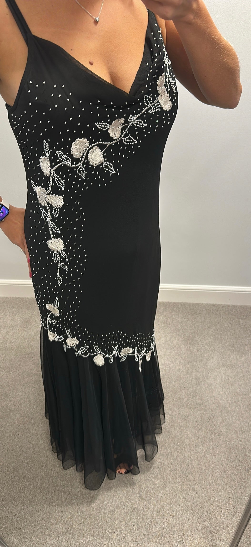 Kathleen C Black beaded evening dress size 16