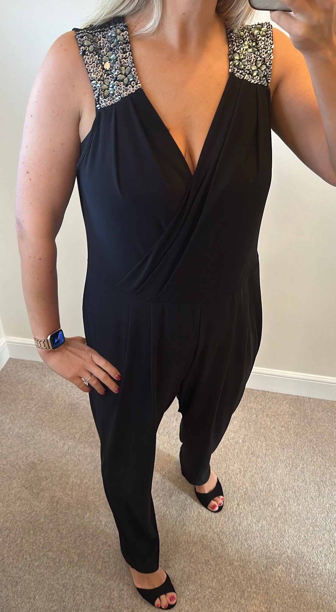 George black sequin jumpsuit size 20