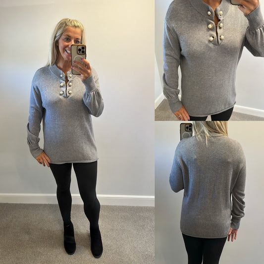 Grey knit jumper would fit upto size 18