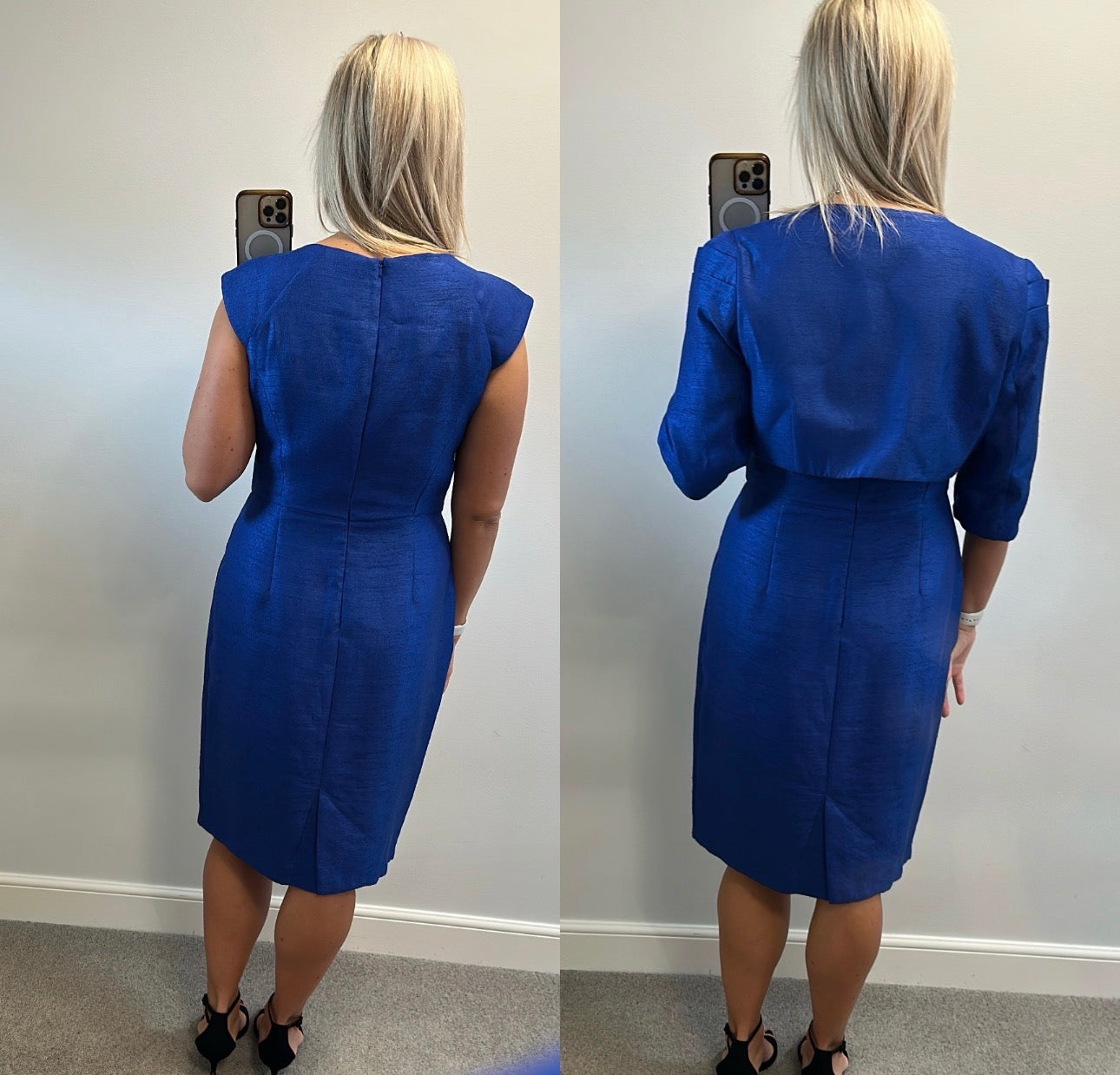 Michaela Louisa blue beaded collar dress and bolero size 16