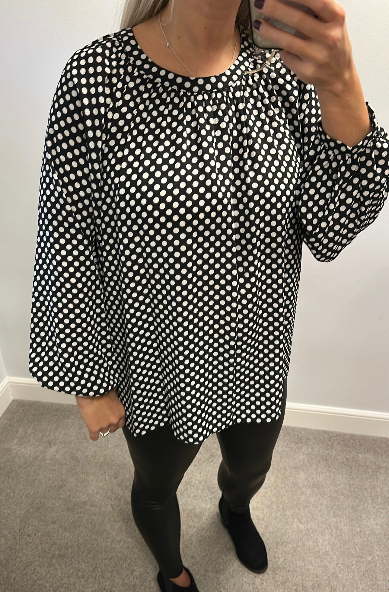 Marks and Spencer’s black polka dot blouse size 18