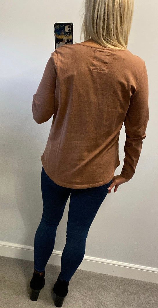Fat face brown long sleeve top size 16