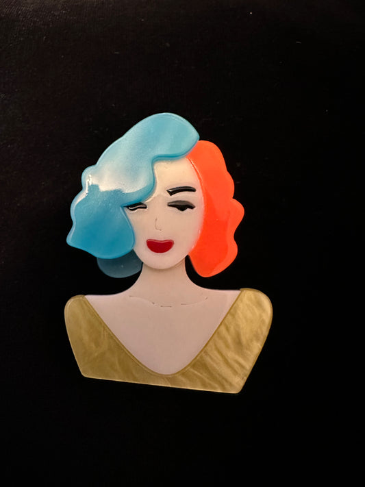 Acrylic vintage ladies style brooch