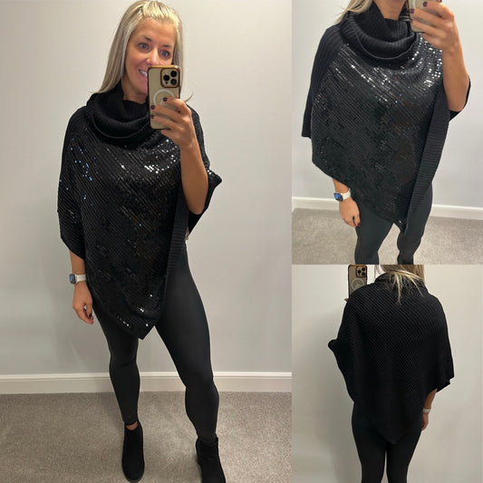 Mint velvet Black sequin poncho one size brand new without tags