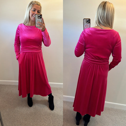 Boden pink velvet dress size 16