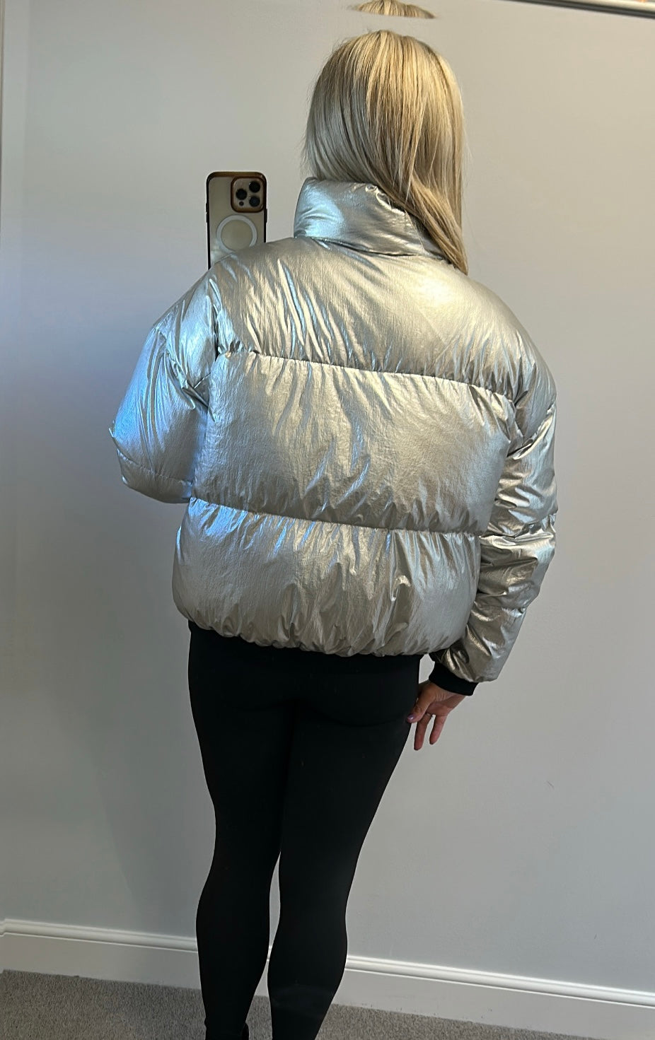 Redemption silver metallic puffer reversible jacket size 14