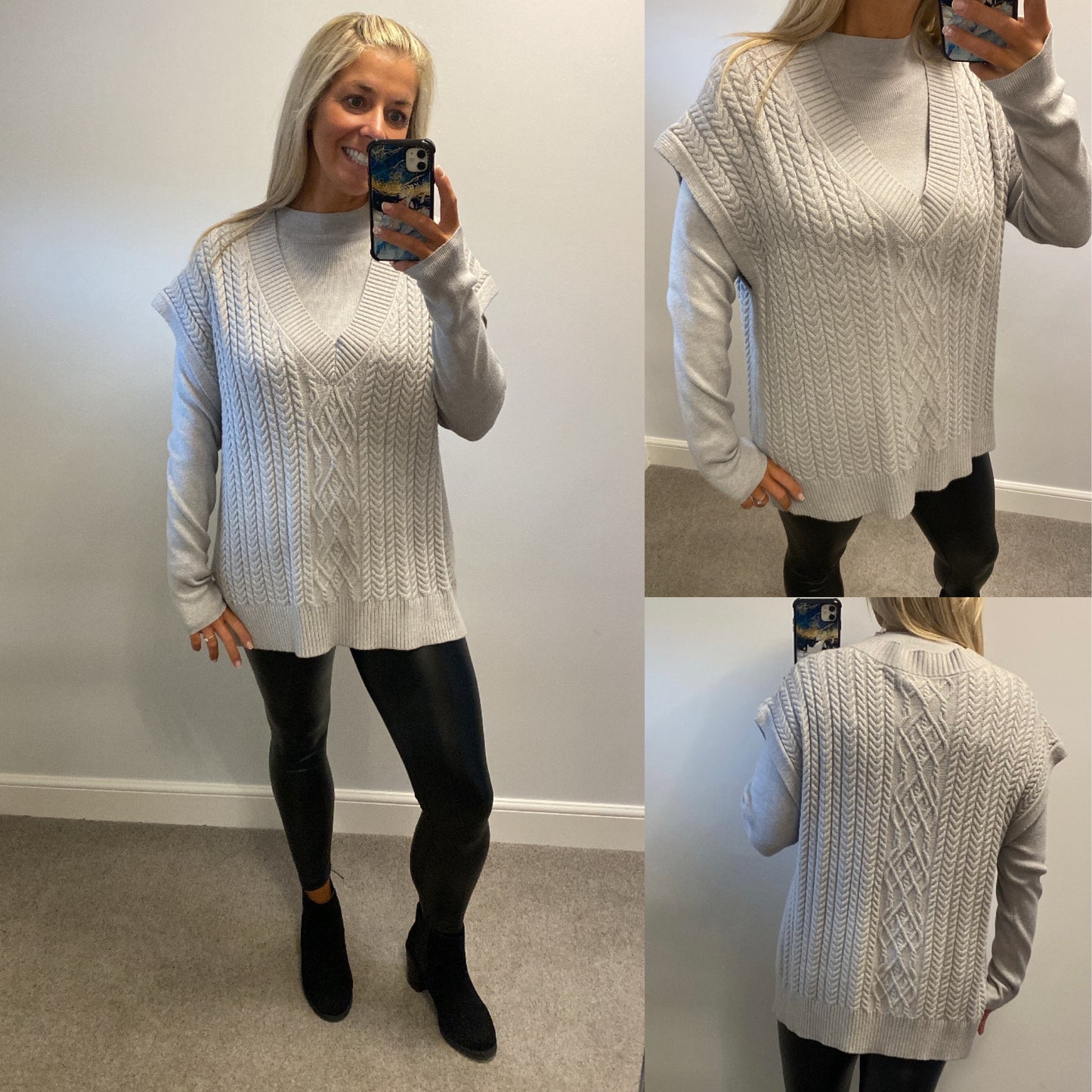 Next grey 2 piece knit top size L fitting upto size 18