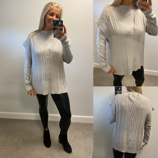 Next grey 2 piece knit top size L fitting upto size 18
