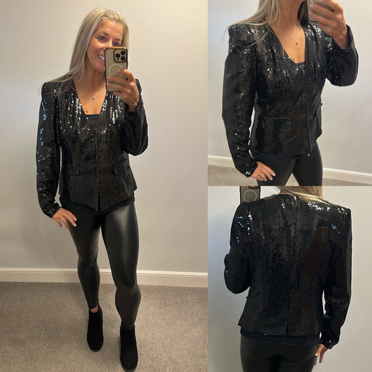 Next black sequin jacket size 14