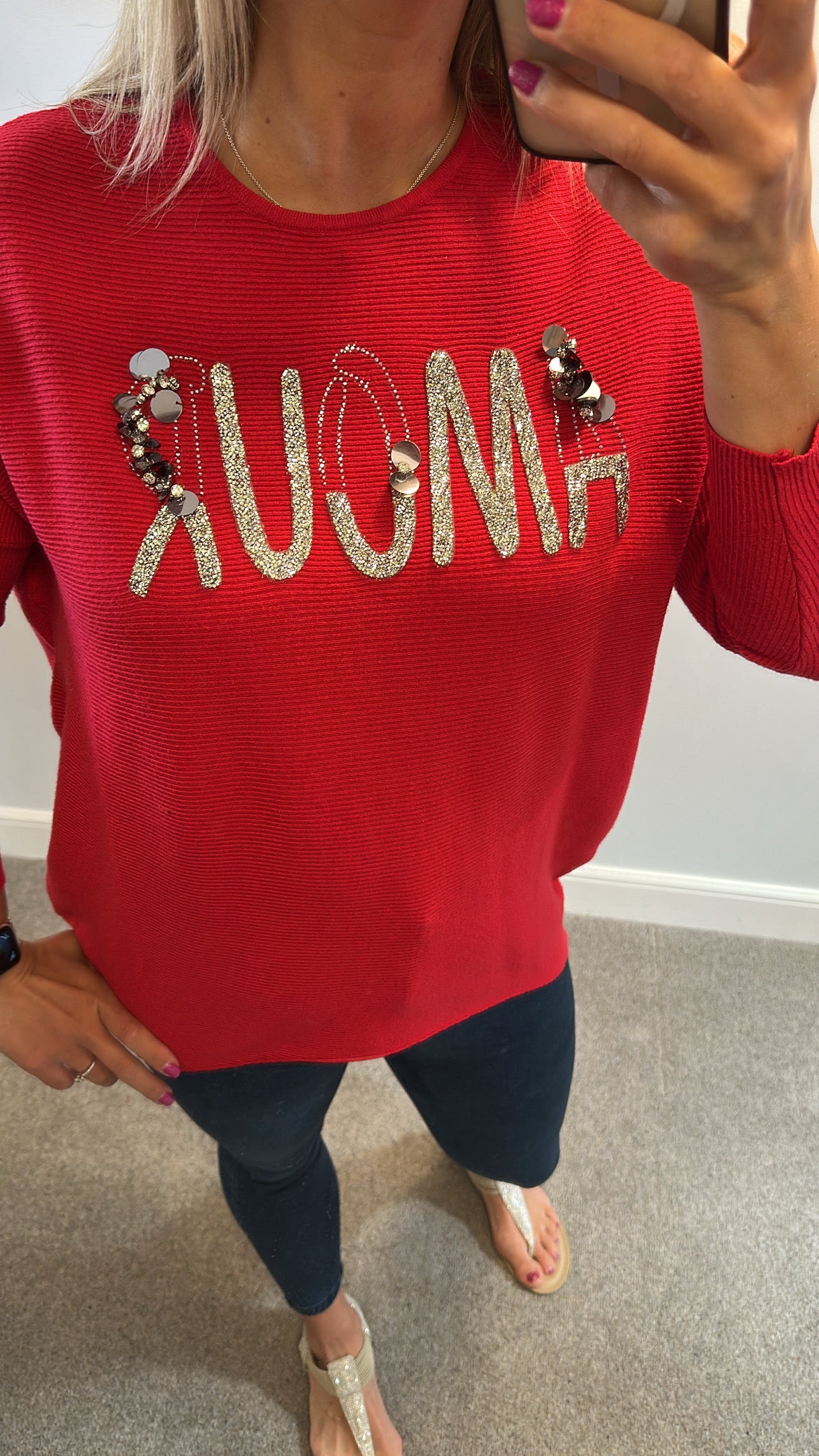 Amour red jumper one size would fit upto size 16