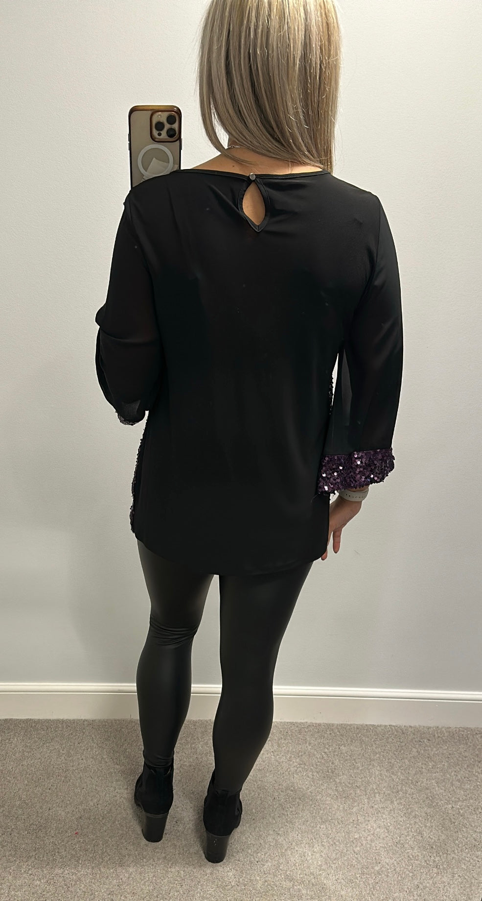 M&Co black and purple sequin top size 16 petite