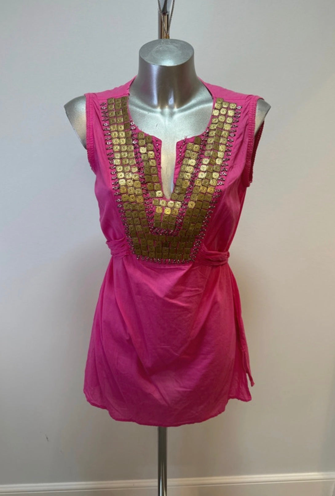 Zara pink and gold sequin summer top size L