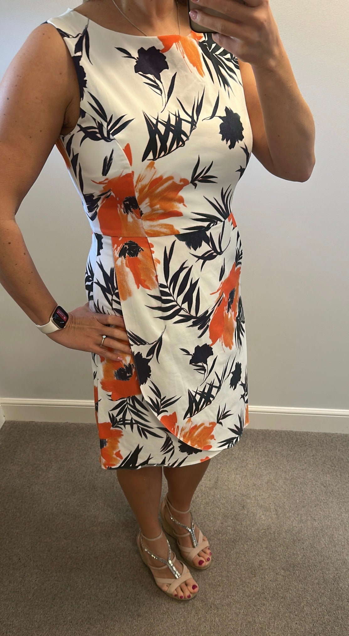 Phase eight white floral dress size 14