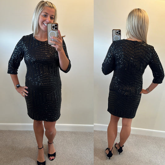 Boohoo black sequin dress size 16