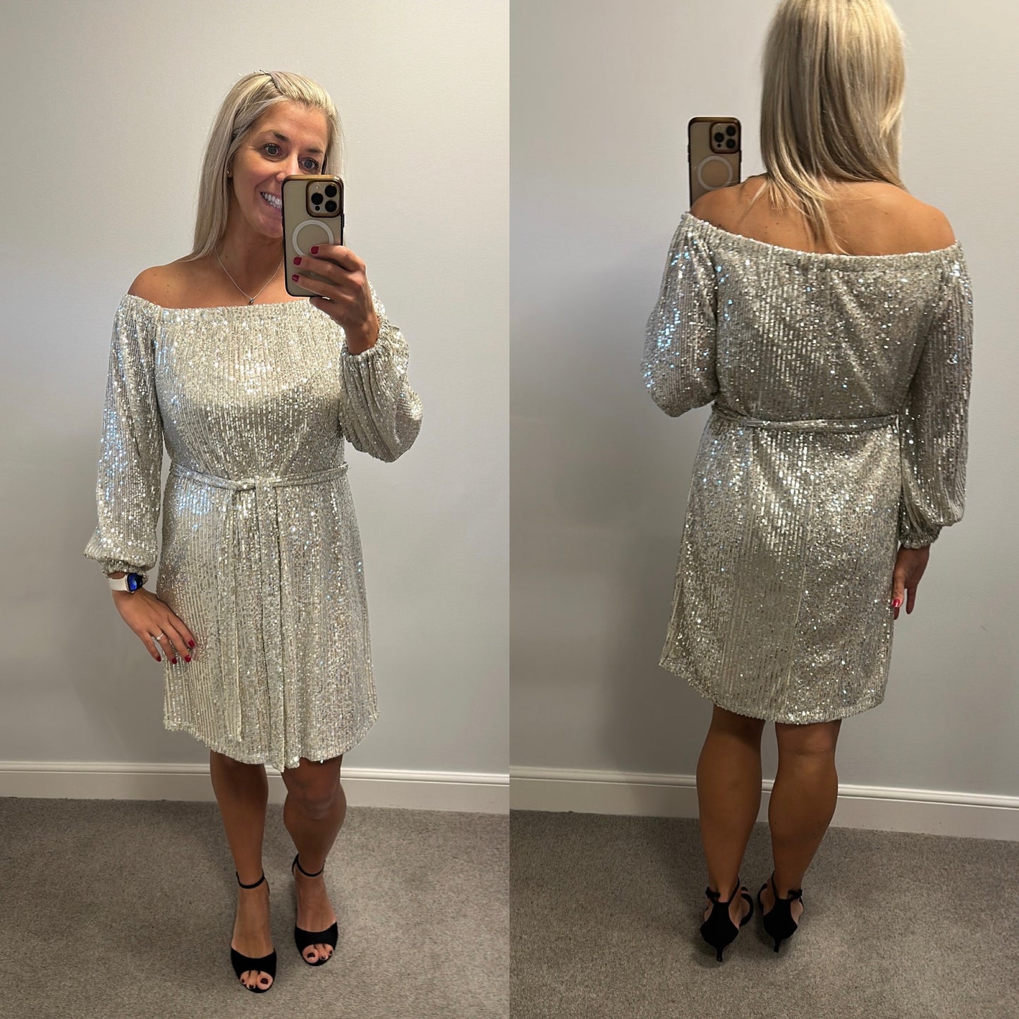 Sosander sequin off shoulder dress size 16