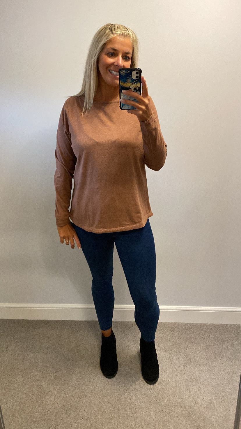 Fat face brown long sleeve top size 16