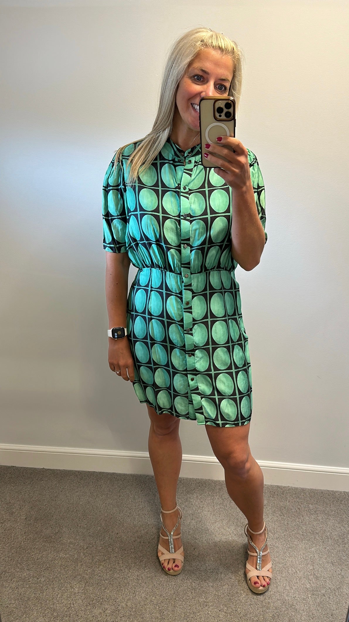Zara green print dress size L would fit upto size 14